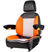 TICSEA Universal Tractor Seat, Forklift Seat with Seatbelt and Adjustable Backrest Headrest Armre...