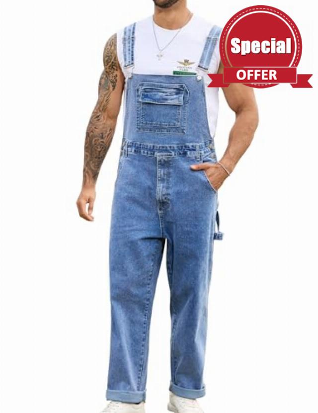 Overalls for Men Fashion Jumpsuit Work Bibs Coveralls Overol Para Hombre White Elephant Gifts