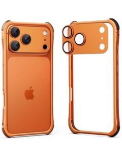 Metal Bumper Case for iPhone 17 Pro Max [Separate Lens Protector] Aluminum Alloy Frame Hollow Back Compatible with Magsafe