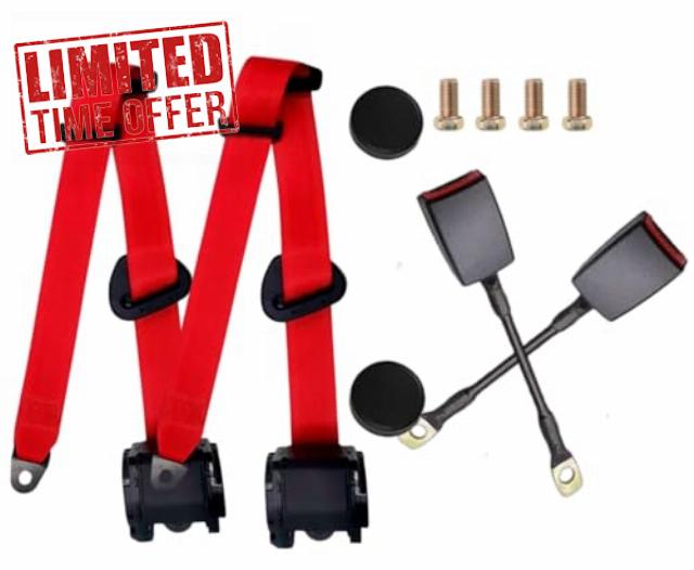 2 Pack 3-Point Pads Adjustable Retractable Straps Cover Universal Replacement Set for Go Kart