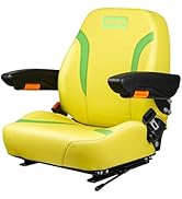 TICSEA Universal Forklift Seat, Fold Down Tractor Seat with Adjustment Armrest, Safety Belt and O...