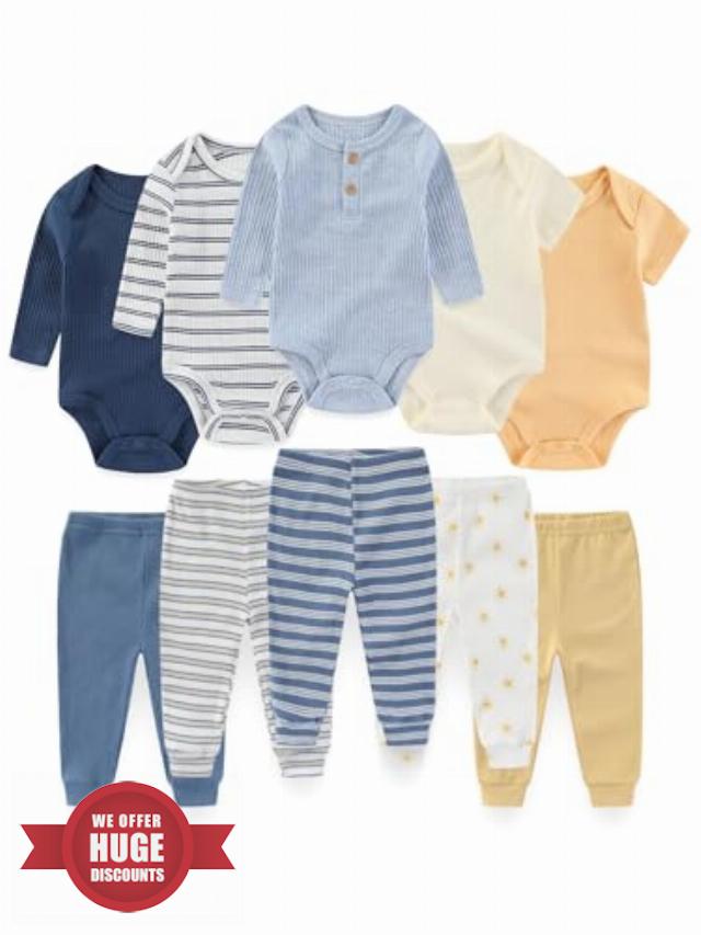 Baby Boy Girl Clothes Outfits 10 Pack Cotton Baby Bodysuit and Pant Set 0-12 Months