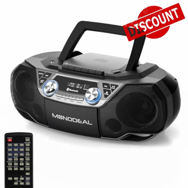 MONODEAL CD Player & Cassette Tape Player with Bluetooth