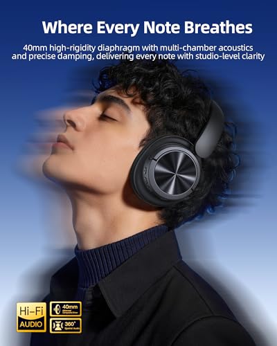 Hi-Res 360° Spatial Audio ANC Headphone for Travel Workout Black