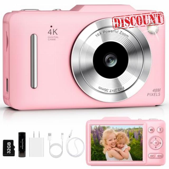 Digital Camera 4K Autofocus Vlogging Camera for Photography with 16X Zoom Anti Shake