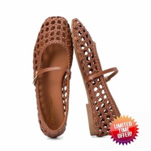 DREAM PAIRS Woven Ballet Mary Jane Flats for Women Dressy Comfortable Square Toe Ballerina Flats with Adjustable Buckle Strap for Work Casual Travel Daily