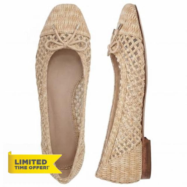 Ballet Flats Shoes for Women Raffia Square Toe Flats Dress Shoes with Bow Comfortable Slip on Woven Flats Aprico