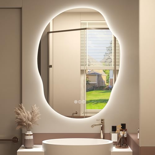 Asymmetrical Lighted Backlit Vanity Mirror