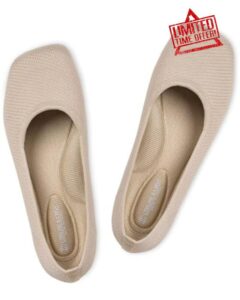 Women's Wide Toe Box Ballet Flats Wide Width Knit Dressy Shoes for Women Casual Work Office Slip on Shoes with Sewn Constructio