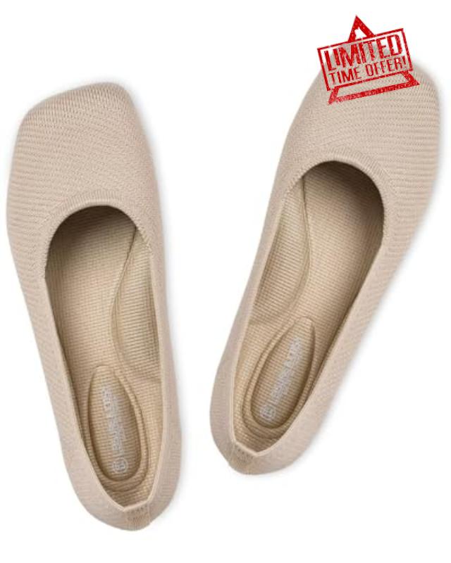Women's Wide Toe Box Ballet Flats Wide Width Knit Dressy Shoes for Women Casual Work Office Slip on Shoes with Sewn Constructio