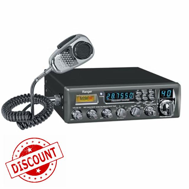 Ranger RCI-69VHP High Power 10 Meter Amateur Radio 80W PEP All-Mode (CW/FM/AM/SSB) SRA-198NC Dynamic Noise Canceling Mic 6-Digit Frequency Counter Fine/Coarse Clarifier SWR Meter & Big Heatsink