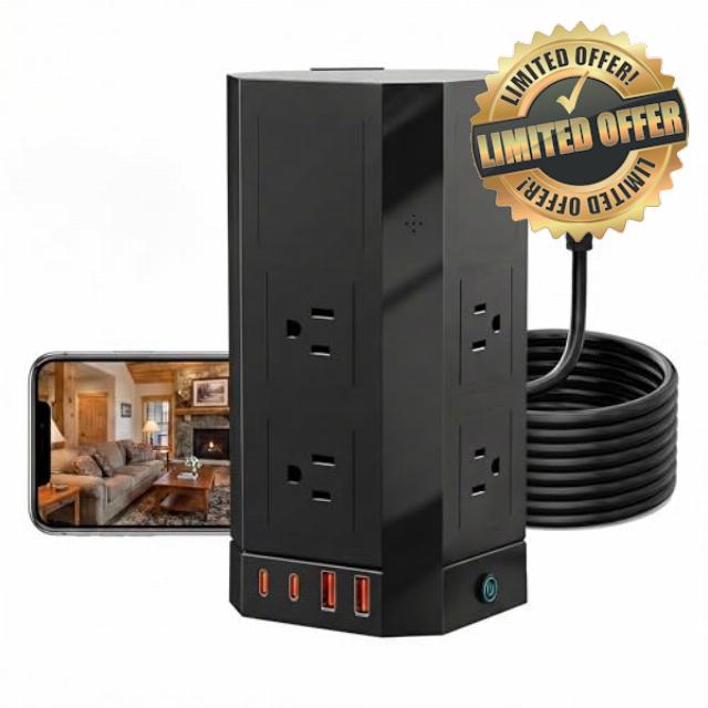 Surge Protector Power Strip with Hidden Camera for Home Office-No Night Visio