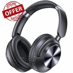 TAGRY Hybrid Active Noise Cancelling Headphones 100H Playtime Wireless Over Ear Bluetooth Headphone with Fast Charging Hi-Res Audio Comfort Earcups Headsets for Travel Home Office Phone PC Black