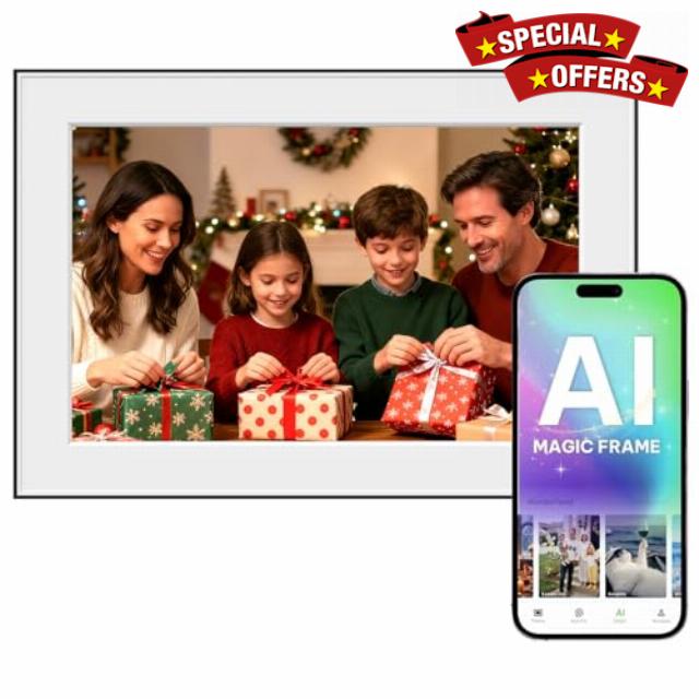 AI Magic Frame 10.1"-WiFi Digital Picture Frame with 64GB