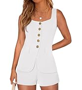 PRETTYGARDEN Womens 2 Piece Matching Sets 2026 Fashion Suit Vest Tops Shorts Set Spring Business ...