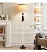 63.8" Vintage Floor Lamp with Rotary Switch, Dimmable Color Temperature Standing Lamp, Retro Farm...
