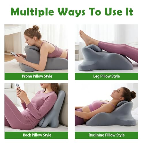 Multi-Position Prone Pillow with Removable Cover (Gray