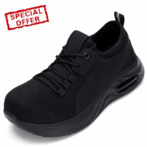 ulogu Steel Toe Shoes for Women Men Wide Toe Box Work Shoes Waterproof Safety Sneakers Non Slip Thick Sole