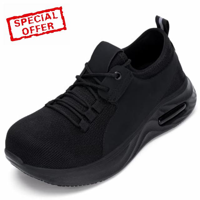 ulogu Steel Toe Shoes for Women Men Wide Toe Box Work Shoes Waterproof Safety Sneakers Non Slip Thick Sole