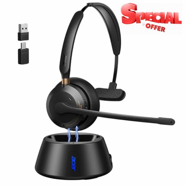 Wireless Headset with Mic for Work