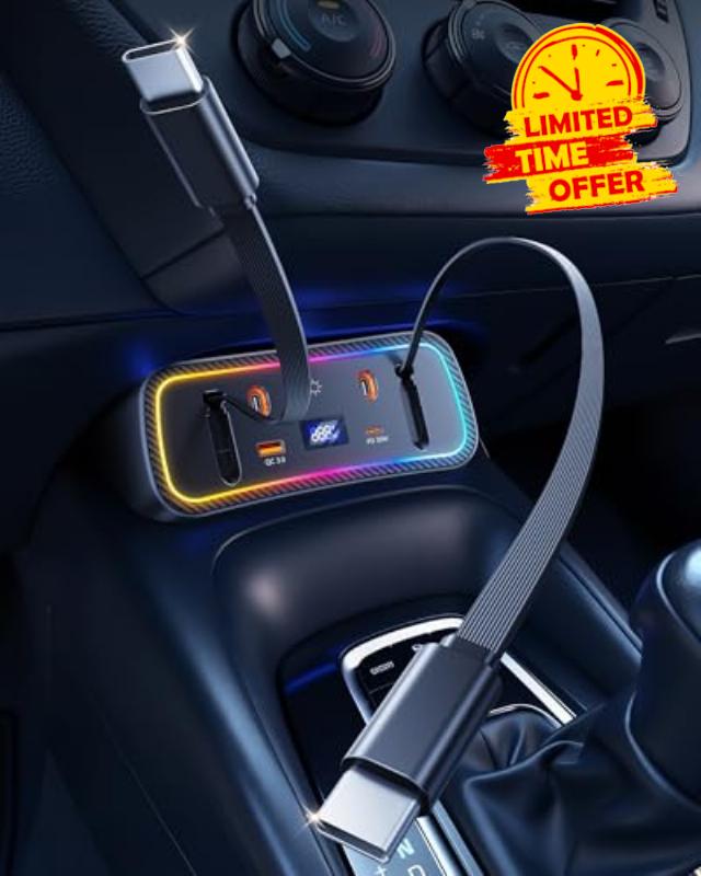 Car Charger Usb Hub with RGB Light for 2026 2025 2024 2023 2022 2021 2020 Toyota Corolla Accessories