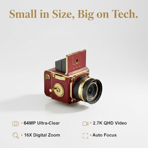 64MP 2.7K Retro Point and Shoot Camera with Autofocus