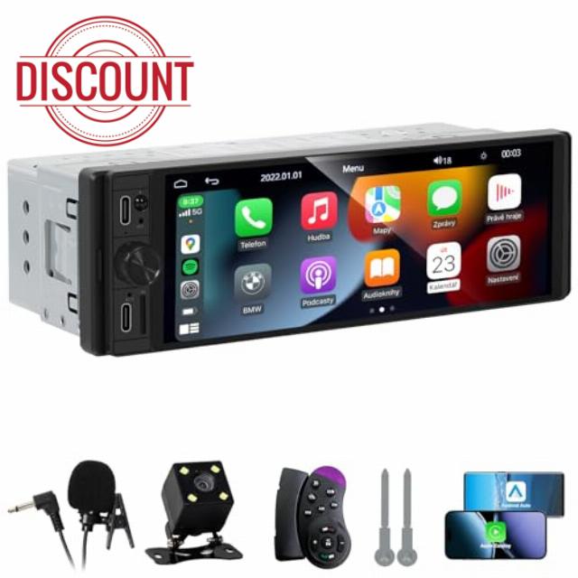 DINRGO Single Din Car Radio - Car Stereo with Wireless Apple Carplay Android Auto
