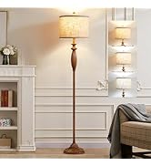63.8" Vintage Floor Lamp with Rotary Switch, Dimmable Color Temperature Standing Lamp, Retro Farm...