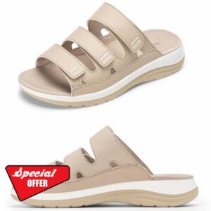 FitVille Women's Wide Slides Sandals with Arch Support