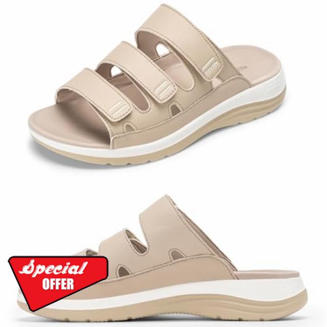 FitVille Women's Wide Slides Sandals with Arch Support