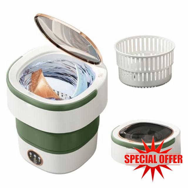 Portable Washing Machine 20L —Small Foldable Washer with Spin Basket