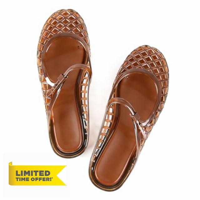 MUSSHOE Women’s Clear Jelly Sandals: Closed Toe Slingback Flats - Water-Friendly Summer Beach Shoes - Lightweight Easy-Clean Casual Sandals