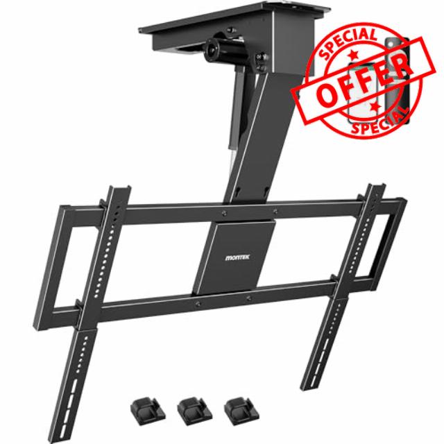 monTEK Motorized Ceiling TV Mount for 32-75 Inch TVs up to 121lbs