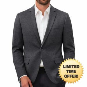 Mens Blazer Jacket Slim Fit Textured Sport Coat One Button Notch Lapel for Business Casual