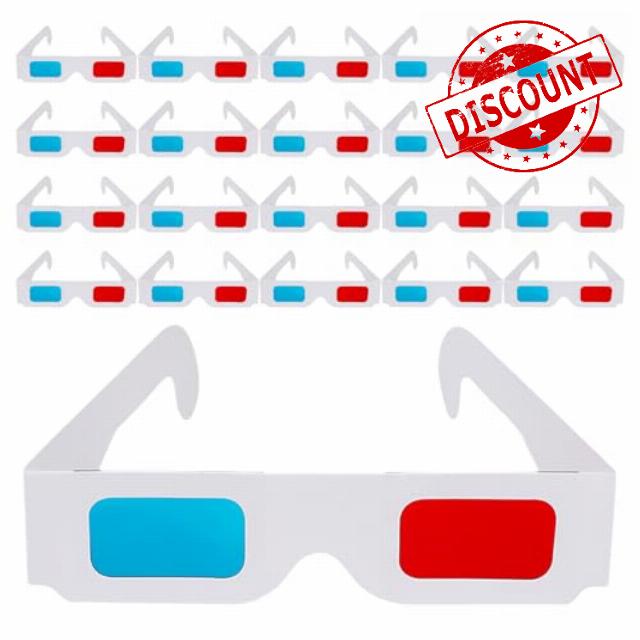 200pcs 3D Anaglyph Glasses Red Blue Cardboard Paper Frame for 3D Movies