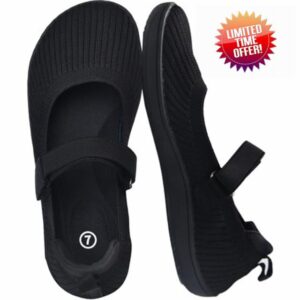 Women's Mary Jane Flats-Knit Slip on Ballet Shoes with Wide Round Toe for Women