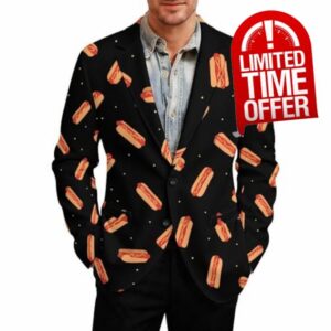 Hot Dog Trendy Men's Two Button Suit Funny Casual Slim Fit Blazer Coat Tuxedos Jackets