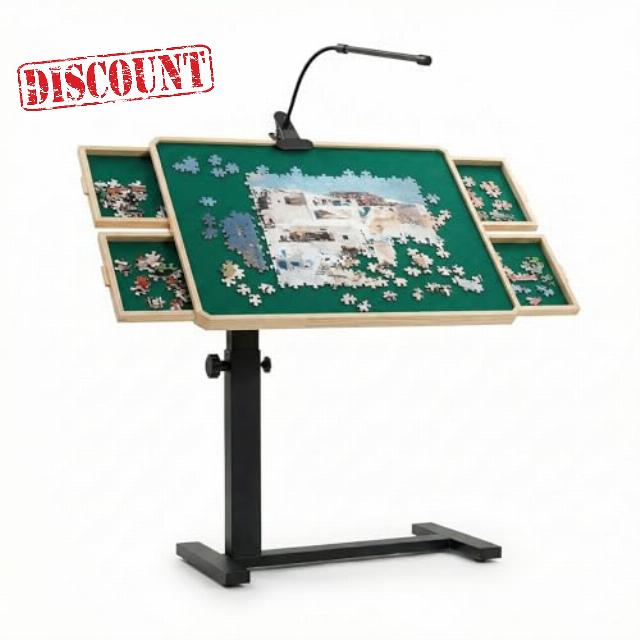 Puzzle Table with Drawers 1500 Pieces Adjustable Puzzle Tables for Adults with 4 Drawers and Cover 35.4"x 26.8" Puzzle Borad for mom
