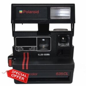 Polaroid 635 CL Supercolor Red Stripes Instant Film Camera – Vintage 600 Type Camera with Built-in Flash (Renewed)