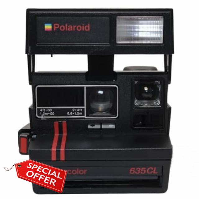 Polaroid 635 CL Supercolor Red Stripes Instant Film Camera – Vintage 600 Type Camera with Built-in Flash (Renewed)