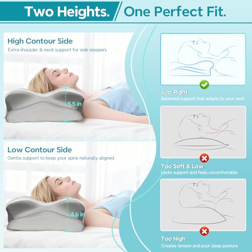 Dual Height Contour Pillow with Cooling Breathable Cover