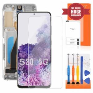 INCELL for Samsung Galaxy S20 5G Screen Replacement S20 5G LCD Display G981 SM-G981F SM-G981U LCD Digitizer Screen Touch Gray with Frame (Not for 4G)(No Fingerprint Function)