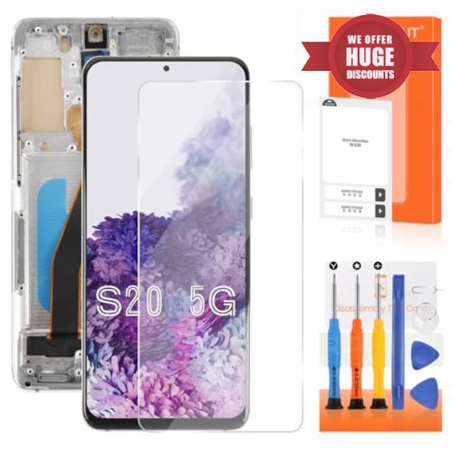 INCELL for Samsung Galaxy S20 5G Screen Replacement S20 5G LCD Display G981 SM-G981F SM-G981U LCD Digitizer Screen Touch Gray with Frame (Not for 4G)(No Fingerprint Function)