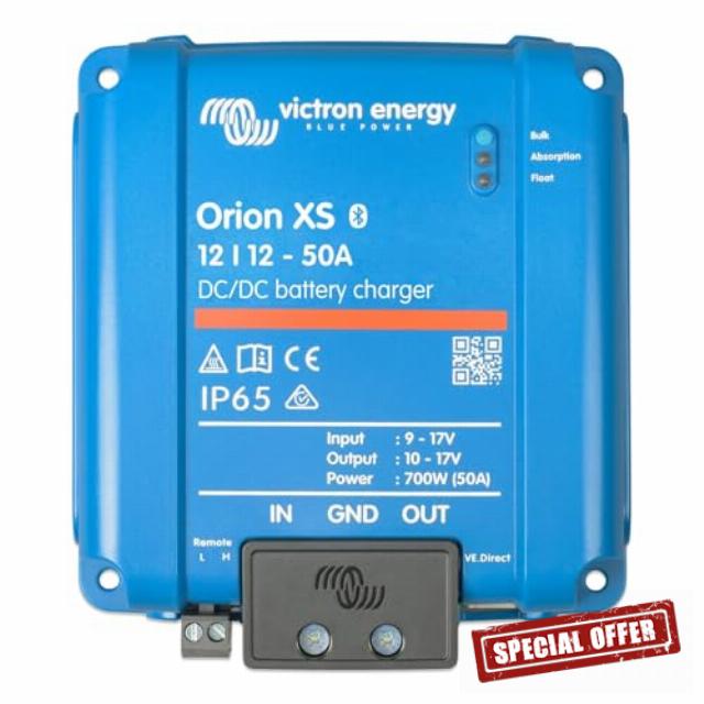 Victron Energy Orion XS Smart DC to DC 12/12 50A (700W) Battery Charger ORI121217050 with EMC Enhancements IP65 Waterproof Dustproof Waterproof Fully Configurable