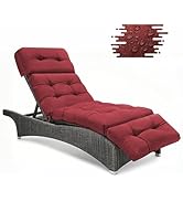 Outdoor Chaise Lounge Cushions, Waterproof Non-Slip Thickened Lounge Chair Cushion with Ties, Rep...