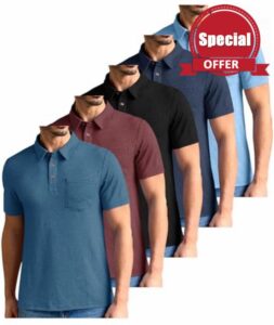 ZITY 5 Pack Mens Polo Shirts with Pocket Short Sleeve Cotton Lightweight Casual Collared Shirts for Golf Business Daily Wea