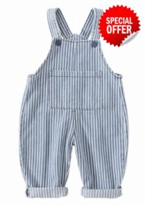Happy Cherry Baby Boy Girl Denim Bib Overalls Cotton Button Suspender Overalls Jumpsui