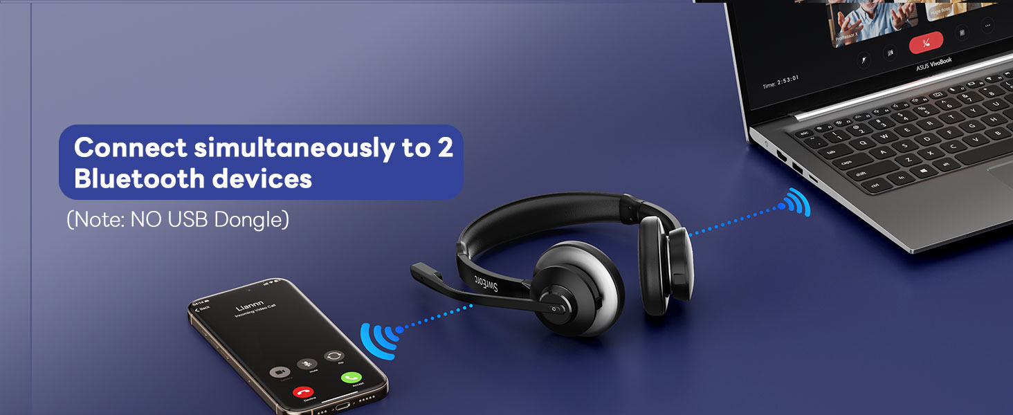 wireless headset with mic for work