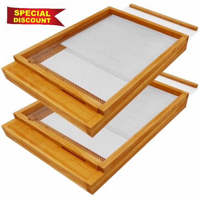 2 Pack Bee Hive Screened Bottom Board Beeswax Coated
