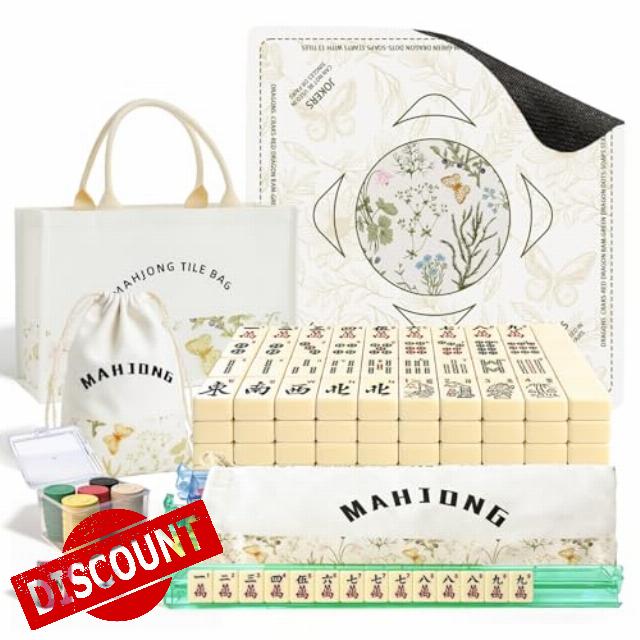 American Mahjong Tiles Set with Noise Reducing Mahjong Mat